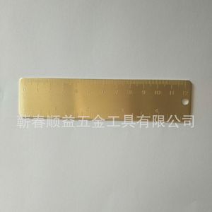Mini regla de cobre de 12 cm, herramienta de medición portátil estilo marcapáginas para uso en papelería - Product Image 1