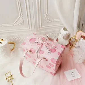 Caixas de presente de papelão luxuosas Premium rosa reciclado com impressão de logotipo personalizado