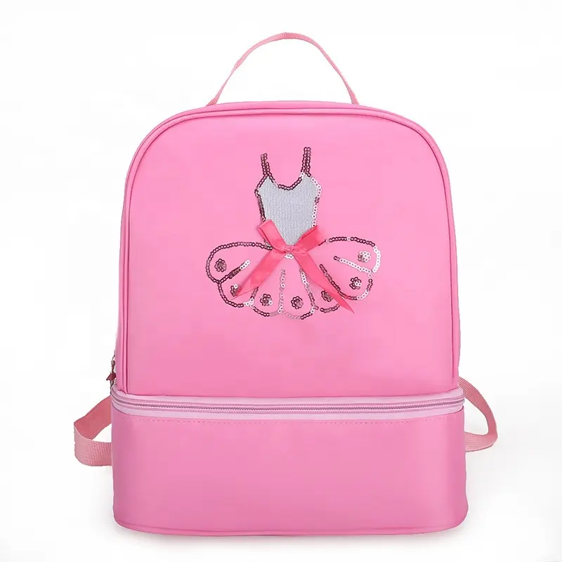 Baby Children Kid Gymnastics Embroidered Pink Lace Ballet Dance Bag Backpack For Girls