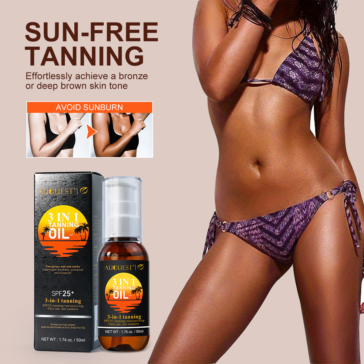 Wholesale Tanning oil organic Moisturizing UVA/UVB Suntan Drops Dark Self Tanner sunscreen SPF 25+tanning