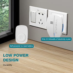 กริ่งประตูปรับระดับเสียงได้4ระดับ EU <span class=keywords><strong>UK</strong></span> US AU ปลั๊กระยะ200ม. AC 110-220V 45ชิ้นกริ่งประตูไร้สายต้อนรับเสียงเพลง - Product Image 5