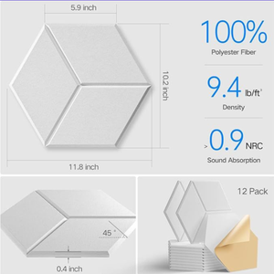 Panneaux de mousse acoustique en PU Carreaux muraux insonorisants notés NRC Peel Stick Design 3D décoratif pour studios écoles appartements - Product Image 4