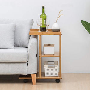 Mesa de Centro Moderna de Bambú con Ruedas, Carrito Multifuncional para Baño, Cocina y Bebidas - Product Image 4