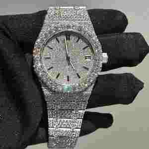 Relógio Clássico Hip Hop Iced Out Personalizado com Diamantes VVS em Aço Inoxidável Automático que Passa no Teste de Diamante - Product Image 1