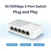 TL-SF1005+ 5 Port 10/100Mbps Fast Ethernet Desktop Switch Plug and Play Unmanaged Fanless Network Switch dengan Auto MDI/MDIX