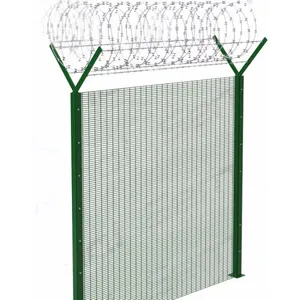High quality waterproof airport fence pvc coated anti climb 358 fence security galvanized 358 fence with y post for prisons
