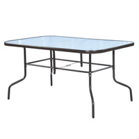 Table de salle à manger d'extérieur minimaliste moderne, table basse carrée en verre trempé avec structure en fer forgé pour balcon et jardin