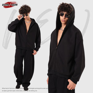 Sweat à capuche zippé YKK pour homme, 430 grammes, polaire chaud, coupe oversize, poche dissimulée, motif uni, pour l'hiver, service OEM disponible - Product Image 3