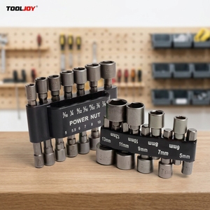 TOOLJOY Jeu de douilles à chocs magnétiques pour <span class=keywords><strong>visseuse</strong></span>, métriques 6mm-19mm, adaptateur de foret à queue hexagonale avec finition brute, support OEM - Product Image 1