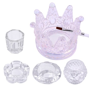 Taza octogonal iridiscente de cristal para uñas, plato Dappen de alta transparencia para mezclar líquido acrílico para uñas. - Product Image 1