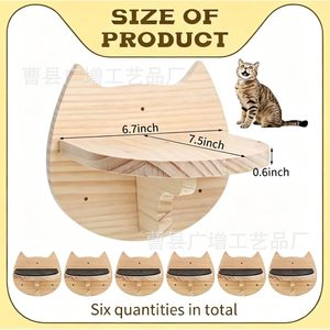 Wooden Cat Wall Mounted Climbing <b>Frame</b> Solid Wood Cat <b>Play</b> Platform Anti Slip Durable Easy To Assemble Safe For Indoor Cats - Product Image 4
