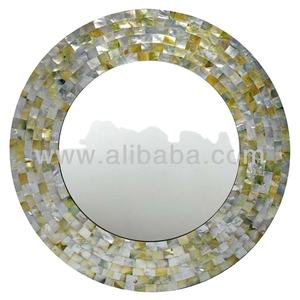 Miroir mural en nacre véritable avec cadre élégant - Product Image 1