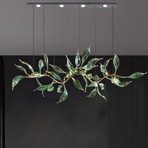 <span class=keywords><strong>Lustre</strong></span> en verre au design moderne en forme de feuille avec cristaux verts pour la décoration du salon ou du restaurant - Product Image 3