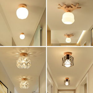 Plafonnier d'entrée de salon en forme de boule rose chaud romantique Design créatif Checkroom lumineux E27 petites lampes de plafond - Product Image 3