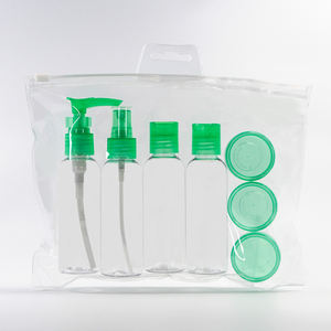 زجاجات عطر صغيرة خضراء سعة 60 مل من البلاستيك <span class=keywords><strong>PET</strong></span>، زجاجة فاخرة للوشن مع مضخة، زجاجة بغطاء قلاب سعة 60 مل، مجموعة زجاجات سفر <span class=keywords><strong>7</strong></span> في <span class=keywords><strong>1</strong></span> - Product Image 3