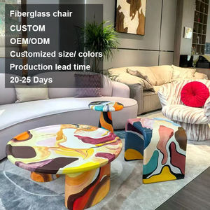 Mesa de Centro de Fibra de Vidrio Personalizada, Moderna, Artística, Pintada a Mano, con Colores Intensos, Mesa Exquisitamente Pintada para Dormitorio - Product Image 1