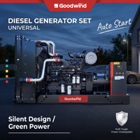 Groupe électrogène diesel ouvert Goodwind 350 kW avec système ATS, alternateur haute efficacité pour alimentation de secours de villas et résidences