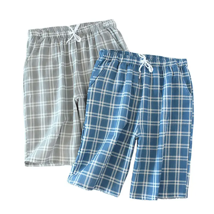 Men's Ultra hot Shorts Plaid Pattern Lounge beach shorts for men Custom Logo stripe Sleeping Shorts With Pocket