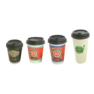 8Oz 12Oz 16Oz 22Oz Biodegradable Disposable Single Wall Double Walls Coffee PLA Paper Cup With Lid
