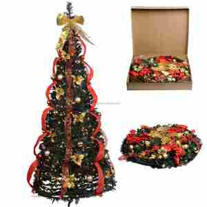 Árbol de Navidad Plegable de Alta Calidad de 6 pies con Luces LED, Decoraciones Navideñas para Interiores y Exteriores, Adornos Navideños al por Mayor de Fábrica - Product Image 1