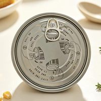 401 #   Couvercle alimentaire rond en fer blanc argenté EOE de 98,9 mm avec anneau de traction