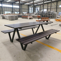 Vente d'usine Banc de table de jardin en bois en plastique pour l'extérieur Table à manger et chaises pour l'extérieur Banc de table de pique-nique pour l'extérieur