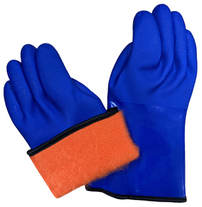 Guantes de Trabajo Térmicos de Cachemira Resistentes al Frío, Resistentes a Químicos, Antideslizantes, Sin Silicona, Acabado Azul PVC Arenoso, de Seguridad - Product Image 1
