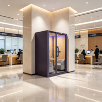 Cabines téléphoniques modulaires modernes insonorisées pour bureaux, avec éclairage LED, pour centres commerciaux, gares de train et stations de métro, et système de ventilation