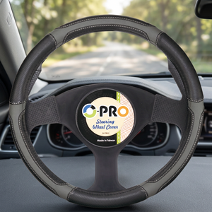 Housse de volant en PVC style sport avec ligne grise, ajustement universel pour l'intérieur de la voiture, vente en gros B2B - Product Image 2