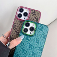 Coque de Téléphone en Cuir PU de Marque de Luxe Électroplaquée Designer pour iPhone 17 16 15 14 13 Pro Max Étui de Protection pour Filles