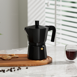 Cafetière Moka électrique Tenrey Classic Style italienne, en aluminium noir, pour 2/3/6/9/12 tasses, compatible avec les cuisinières électriques. - Product Image 2