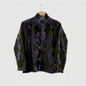 Manteau Bohème Écologique en Velours Grande Taille à Col Rond avec Broderie Motif Paix Yin Yang Manches Longues Hiver Vêtement d'extérieur Décontracté pour Femme - Product Image 1
