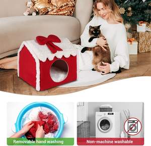 Noël chat <span class=keywords><strong>lit</strong></span> grotte nid maison chaton <span class=keywords><strong>cabane</strong></span> cachette pour petit chien ou lapin - Product Image 4