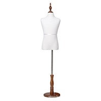 Mannequin enfant blanc demi-corps en tissu extensible pour présentation en magasin de vêtements, support de poupée