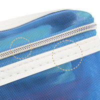 Trousse à crayons transparente de grande capacité Sac à stylos en nylon Sac créatif multifonctionnel à double couche pour le bureau des étudiants