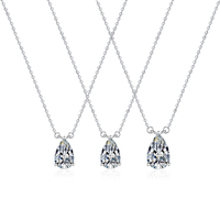 Kalung Liontin Moissanite Potongan Pir 1&2&3CT VVs1 Grosir Pabrik, Perak Sterling S925, Perhiasan Elegan untuk Wanita