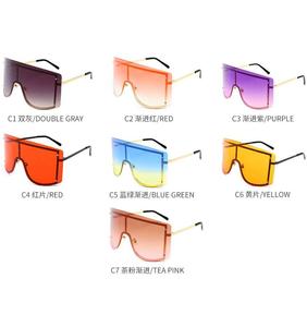 Lunettes de soleil carrées rétros, surdimensionnées, à monture métallique, une pièce, bouclier, Cool, collection <span class=keywords><strong>2021</strong></span> - Product Image 2
