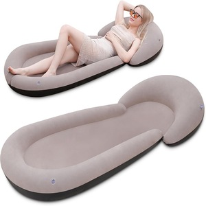 Alfombrilla inflable para reposacabezas, cojín ovalado de color café para pícnic al aire libre, camping, hogar, para dormir, cómodo, plegable y portátil - Product Image 1