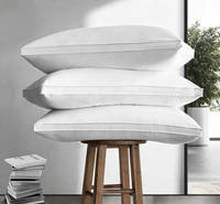 Oreiller de luxe avec garnissage en plumes, taille standard, housse en coton, à soufflets, uni, lavable, certifié OEKO-TEX, pour hôtel, maison, dos et ventre