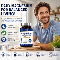 Kapsul Magnesium Glycinate 500mg untuk Pemulihan Otot, Kesehatan Otak, Dukungan Kekebalan Tubuh dan Jantung, Dosis Dapat Disesuaikan (2 Kapsul Per)