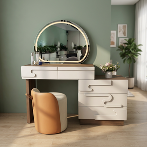 Modern Makeup Vanity Table <b>With</b> <b>Lighted</b> <b>Mirror</b> Storage Desk For Bedroom Furniture - Product Image 4