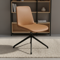 Chaise de bureau moderne sans accoudoirs avec siège pivotant en PU imperméable et structure en acier pour la maison, l'hôtel ou le bureau