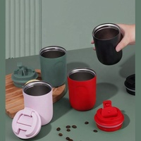 Petites tasses isothermes en acier inoxydable à double paroi personnalisées de 220 ml avec couvercle, pour café et muesli