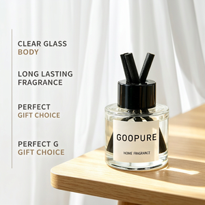 Meilleur Prix Haute Qualité Luxe Bouteilles Diffuseurs Rondes en Verre Transparent 50ml pour Désodorisant Voiture et <span class=keywords><strong>Parfum</strong></span> avec Bouchon à Vis et Bâtonnets en Rotin - Product Image 5