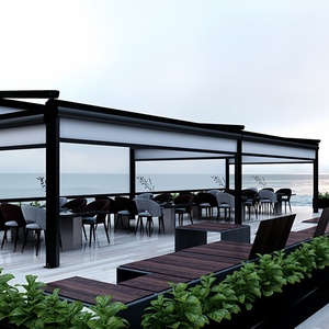 Terrasse <span class=keywords><strong>de</strong></span> jardin motorisée personnalisée Pergola bioclimatique à <span class=keywords><strong>toit</strong></span> rétractable Pergola extérieure en aluminium Stores roulants sans fil - Product Image 3