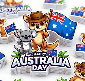Pegatinas Personalizadas de Canguro y Koala con Corte de Contorno para el Día de Celebración de Australia, Impresas en Vinilo Adhesivo Impermeable - Product Image 4