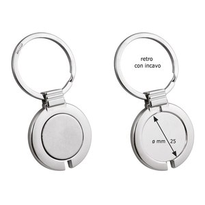 Portachiavi in lega con porta monete per carrello, stampa UV e offset, moschettone in acciaio inossidabile - Product Image 1