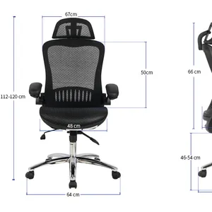 Henglin kursi kantor ergonomis, tinggi dapat diatur nyaman pijat jaring penuh