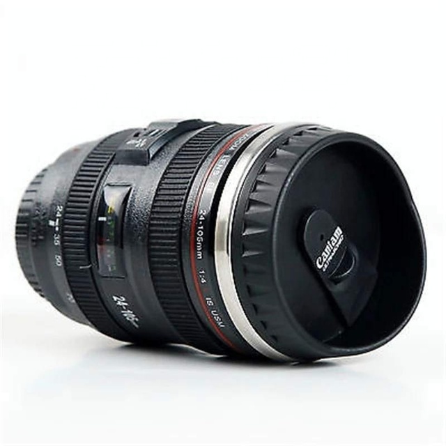Cup Stainless Steel Brushed Liner Black Hot Fashion 24-105 MM Lens Camera Travel Coffee Tea Mug Cups Lens Creative