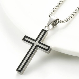 Stainless Steel <b>Small</b> Cross Pendants Necklaces <b>for</b> Women <b>Men</b> Black Edged Silver Gold Religious Christian Prayer Charms Jewelry - Product Image 4